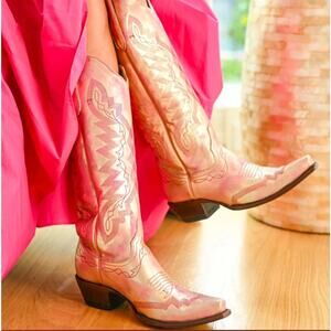 Old Gringo Yipee Ki Yay Peyton Pink Gold Tall Boots Size 8.5
